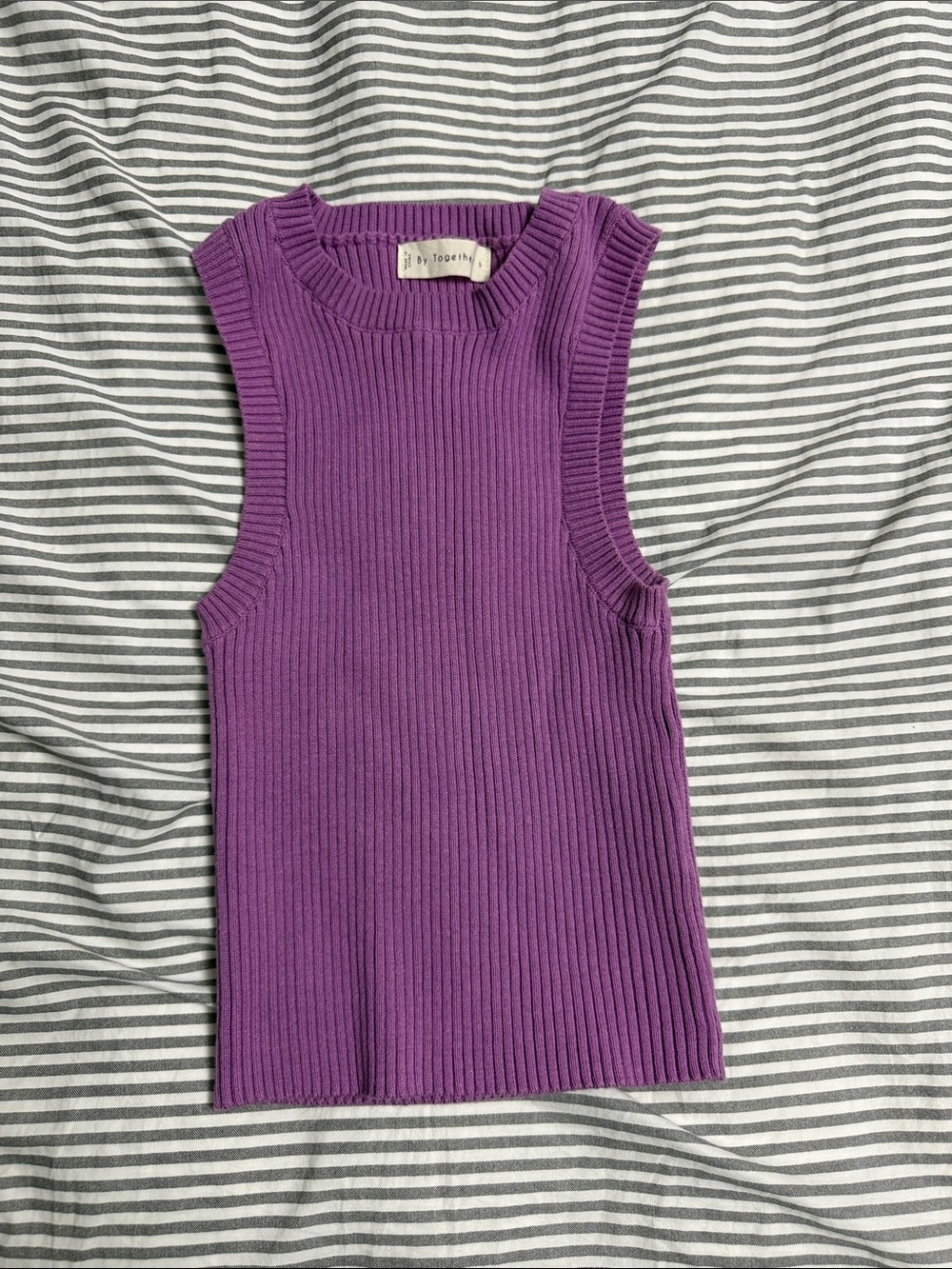 By Together Purple Ribbed Knit Tank Top